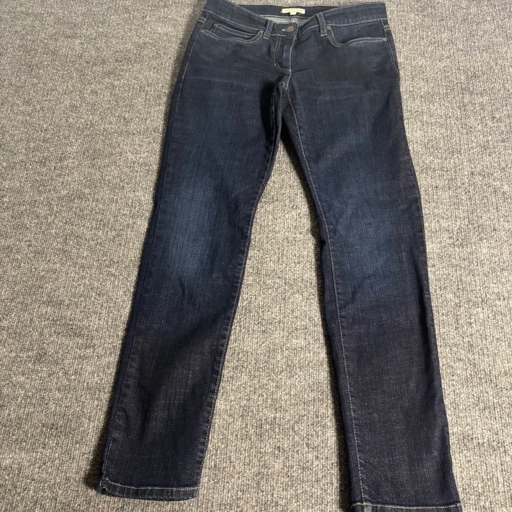 Eileen Fisher Organic Cotton Stretch Straight Jeans Dark Blue Womens 8P‎ Petite